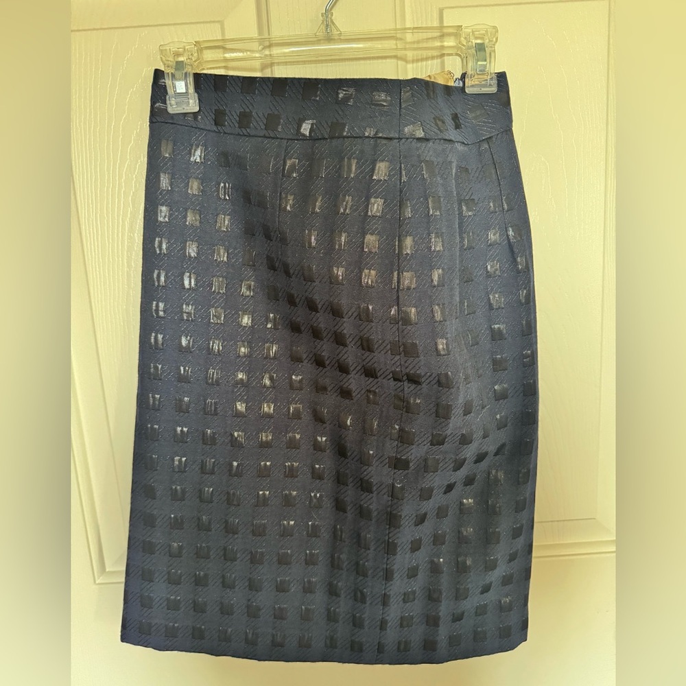 Banana Republic Navy Midi Pencil Skirt with Cut Out